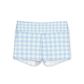 Blue Gingham Yoga Shorts